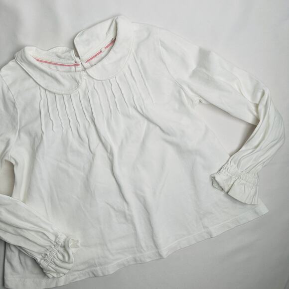 Mini Boden White Long Sleeve Top w/ Peter Pan Collar & Ruffle Cuffs Sz 3-4y - Picture 1 of 6